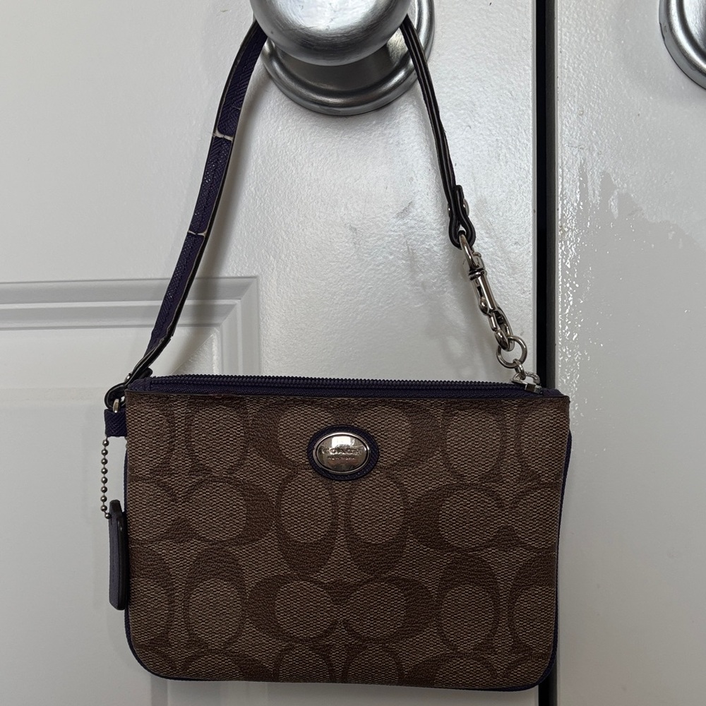 Coach Brown and Purple Signature Clutch